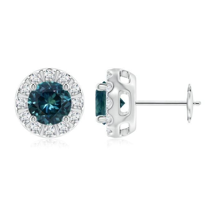 6mm aaa teal montana sapphire white gold earrings 2