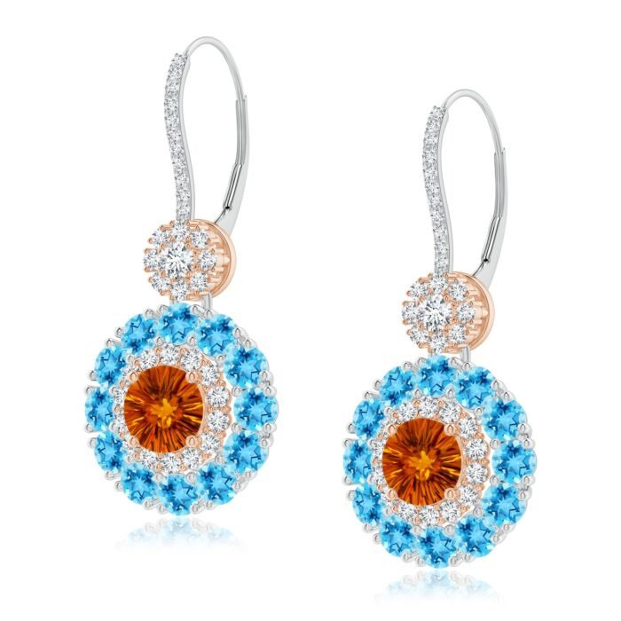 6mm aaaa citrine white gold rose gold earrings