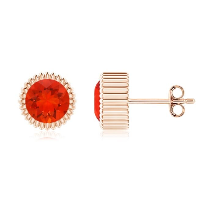 6mm aaaa fire opal rose gold earrings