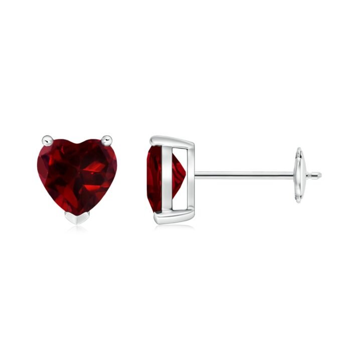 6mm aaaa garnet white gold earrings