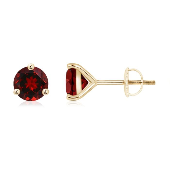 6mm aaaa garnet yellow gold earrings 1