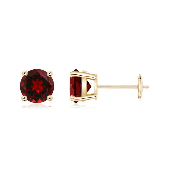 6mm aaaa garnet yellow gold earrings