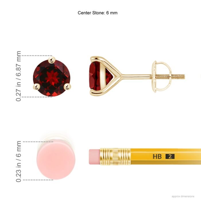 6mm aaaa garnet yellow gold earrings 2 1