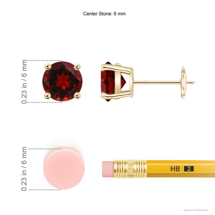 6mm aaaa garnet yellow gold earrings 2