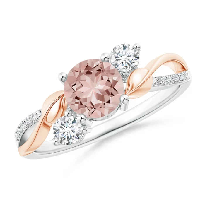 6mm aaaa morganite white gold rose gold ring