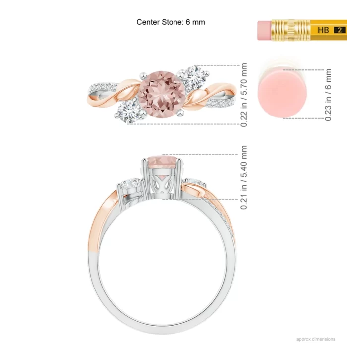 6mm aaaa morganite white gold rose gold ring 5