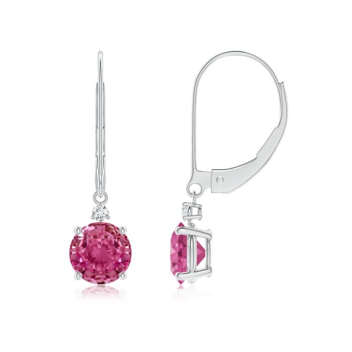 6mm aaaa pink sapphire p950 platinum earrings