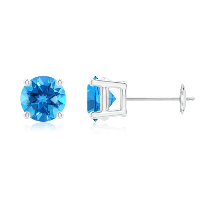 6mm aaaa swiss blue topaz white gold earrings 1