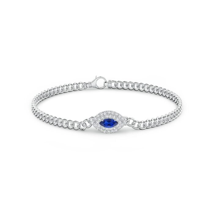 6x3mm aaa blue sapphire white gold bracelet 2