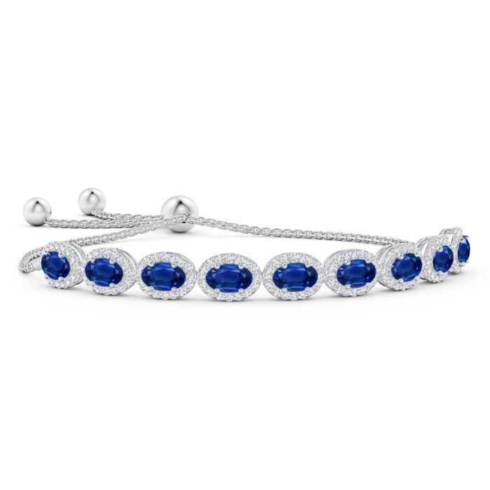 6x4mm aaa blue sapphire white gold bracelet 1
