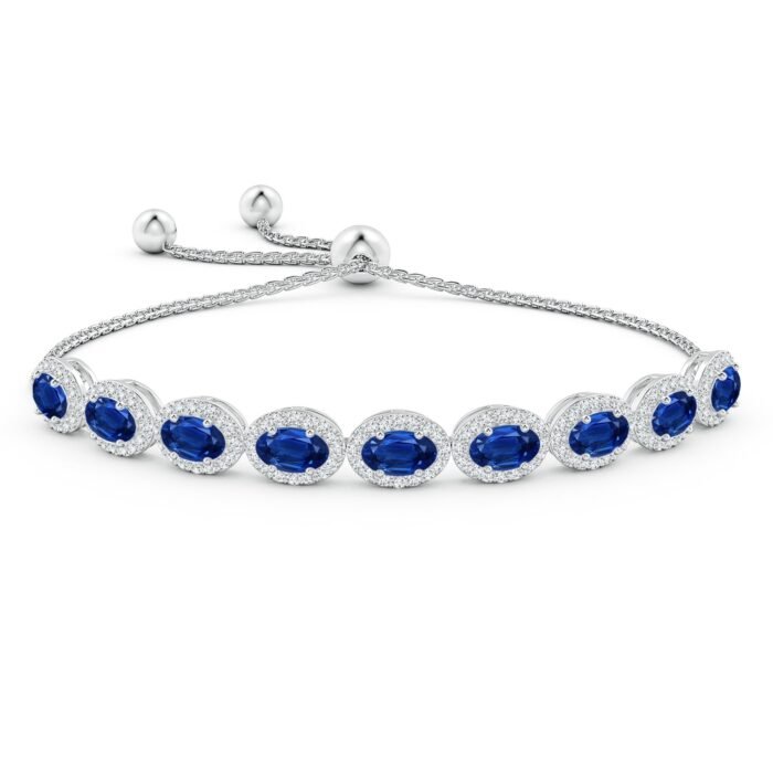 6x4mm aaa blue sapphire white gold bracelet 2 1