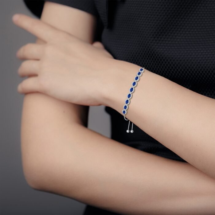 6x4mm aaa blue sapphire white gold bracelet 3
