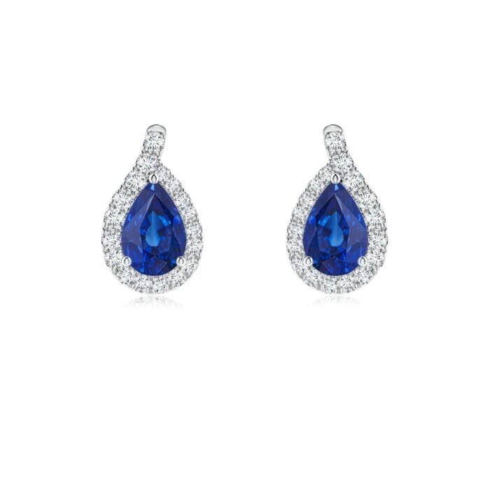 6x4mm aaa blue sapphire white gold earrings 1
