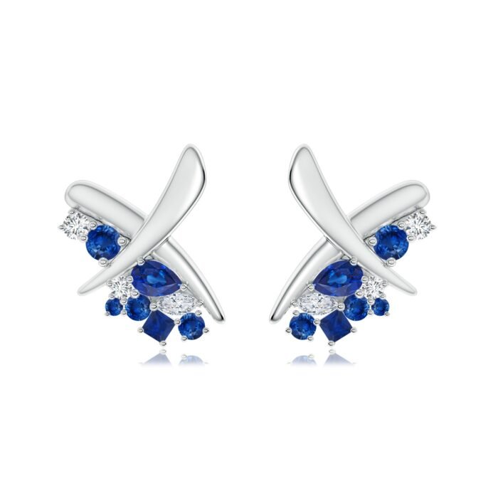 6x4mm aaa blue sapphire white gold earrings 2 5