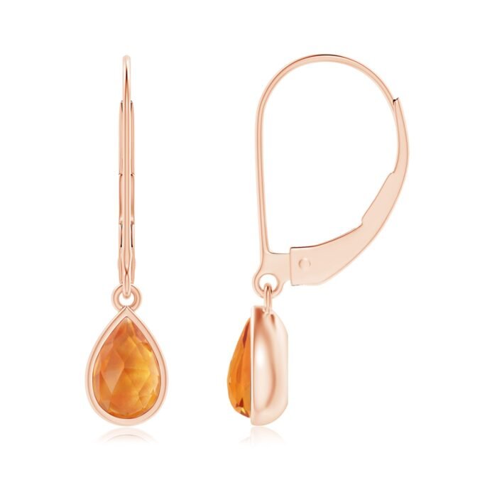 6x4mm aaa citrine rose gold earrings