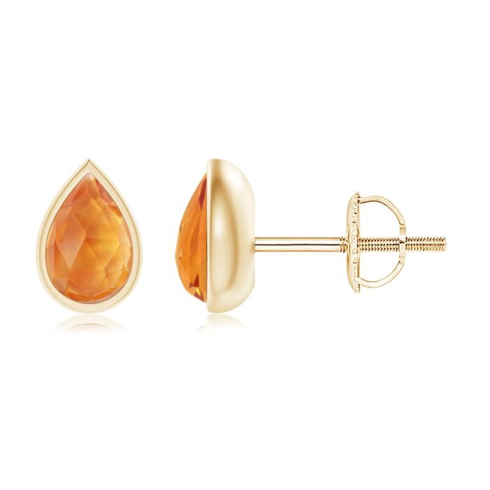 6x4mm aaa citrine yellow gold earrings