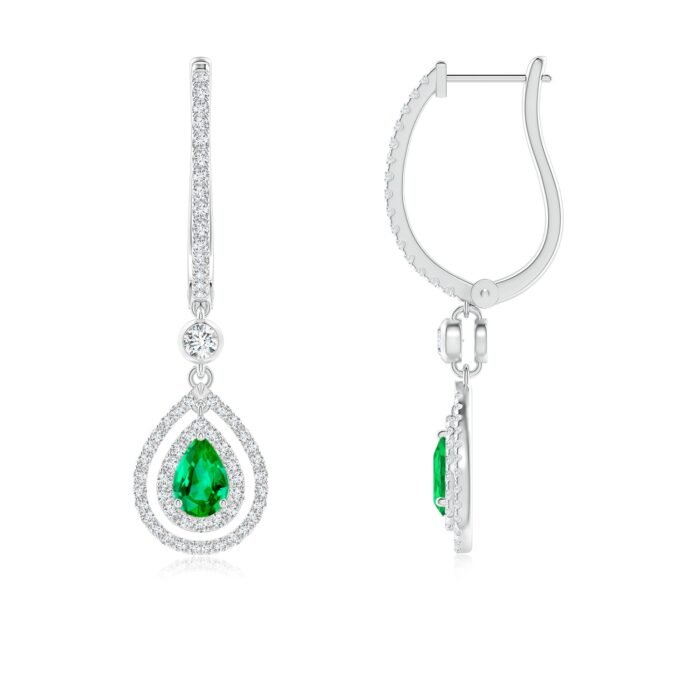 6x4mm aaa emerald white gold earrings 4