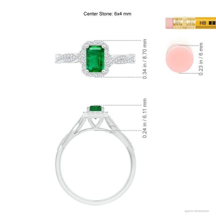6x4mm aaa emerald white gold ring 5