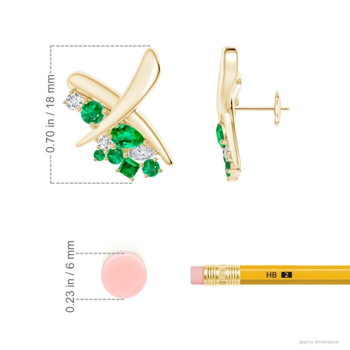 6x4mm aaa emerald yellow gold earrings 3