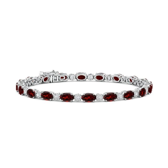 6x4mm aaa garnet white gold bracelet 1