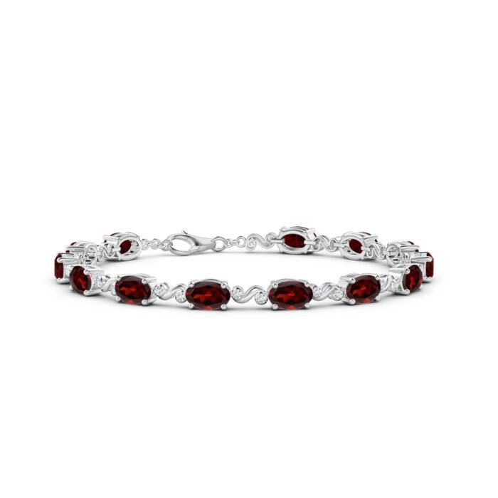 6x4mm aaa garnet white gold bracelet 2