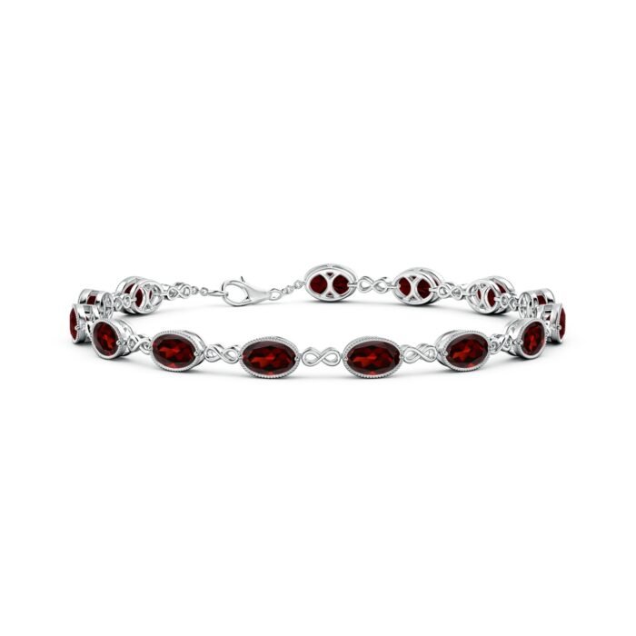 6x4mm aaa garnet white gold bracelet 4