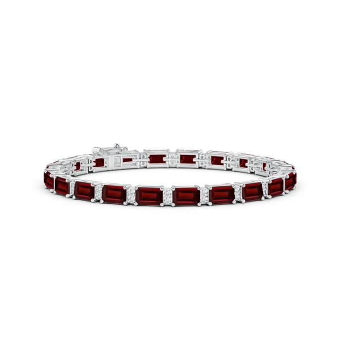 6x4mm aaa garnet white gold bracelet