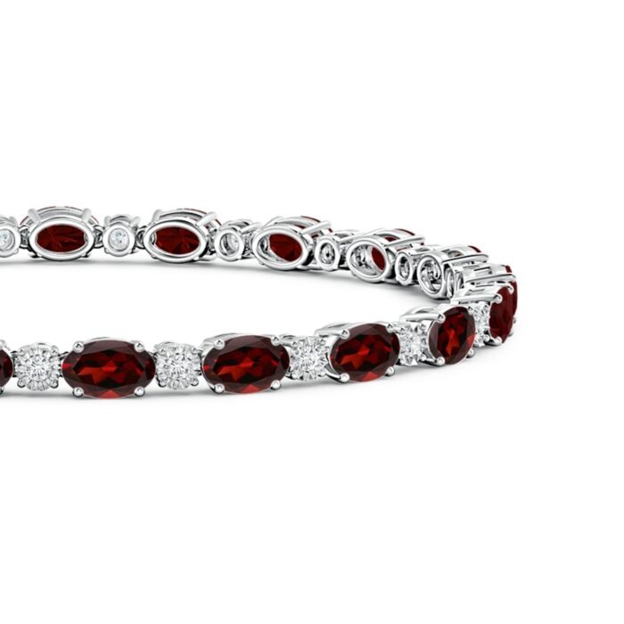 6x4mm aaa garnet white gold bracelet 2 1