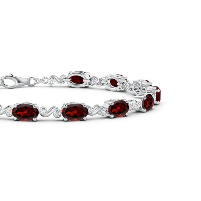 6x4mm aaa garnet white gold bracelet 2 2