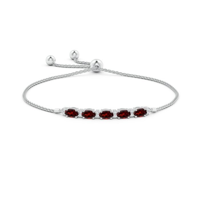 6x4mm aaa garnet white gold bracelet 2 3