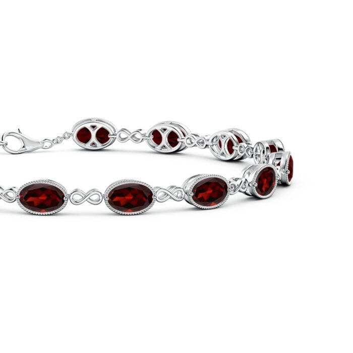 6x4mm aaa garnet white gold bracelet 2 4