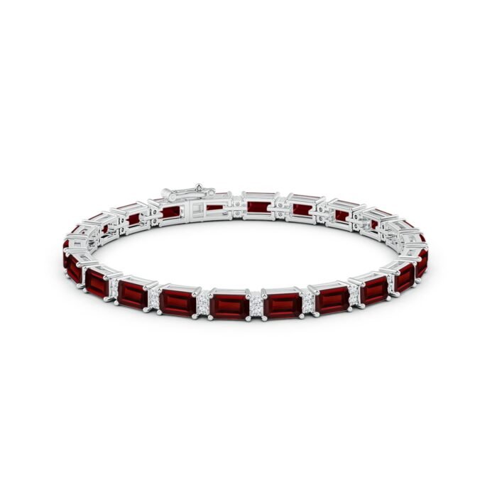 6x4mm aaa garnet white gold bracelet 2