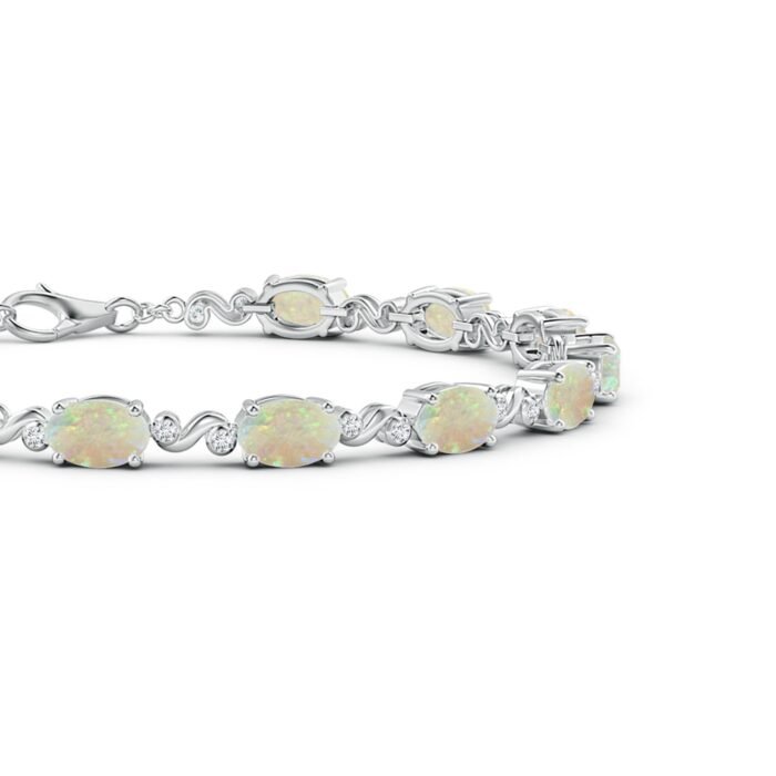 6x4mm aaa opal white gold bracelet 2 1