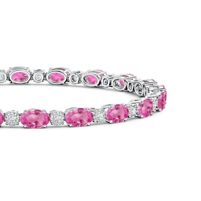 6x4mm aaa pink sapphire white gold bracelet 2