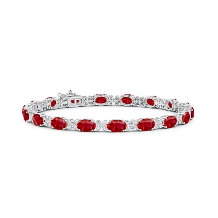 6x4mm aaa ruby white gold bracelet 1