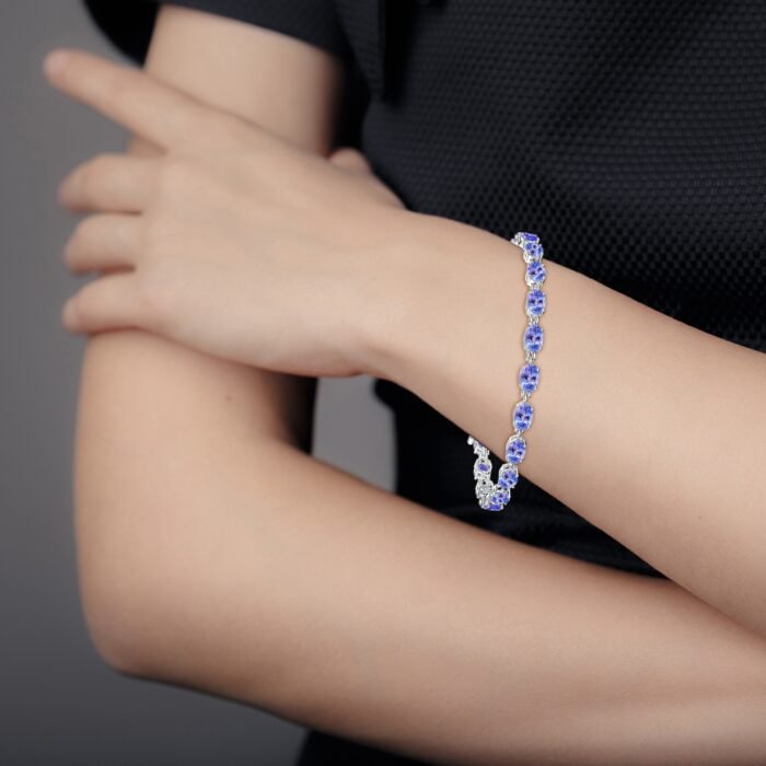 6x4mm aaa tanzanite white gold bracelet 3 4