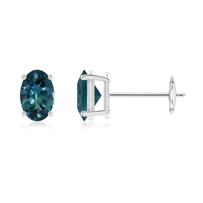 6x4mm aaa teal montana sapphire white gold earrings 3