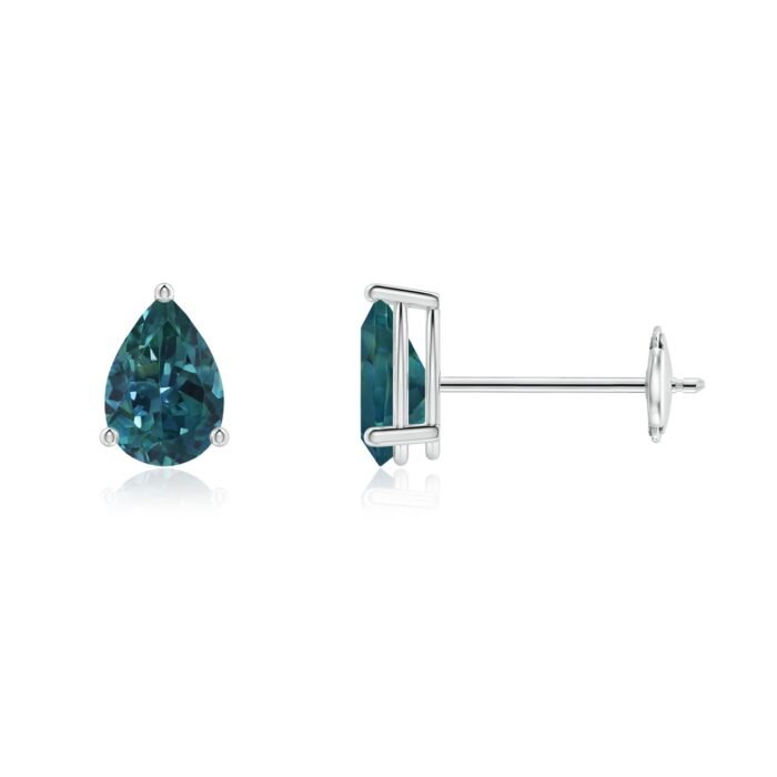 6x4mm aaa teal montana sapphire white gold earrings