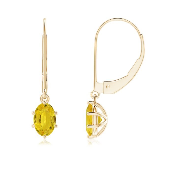 6x4mm aaa yellow sapphire yellow gold earrings