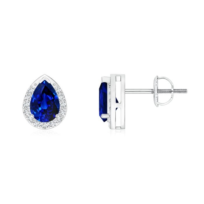 6x4mm aaaa blue sapphire white gold earrings