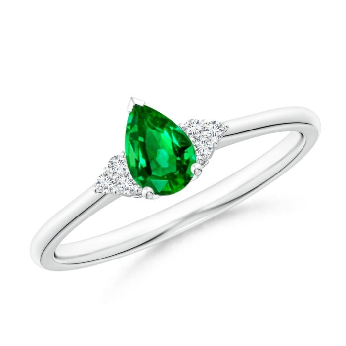 6x4mm aaaa emerald white gold ring