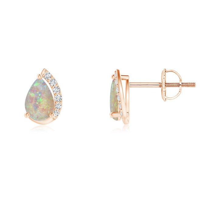 6x4mm aaaa opal rose gold earrings