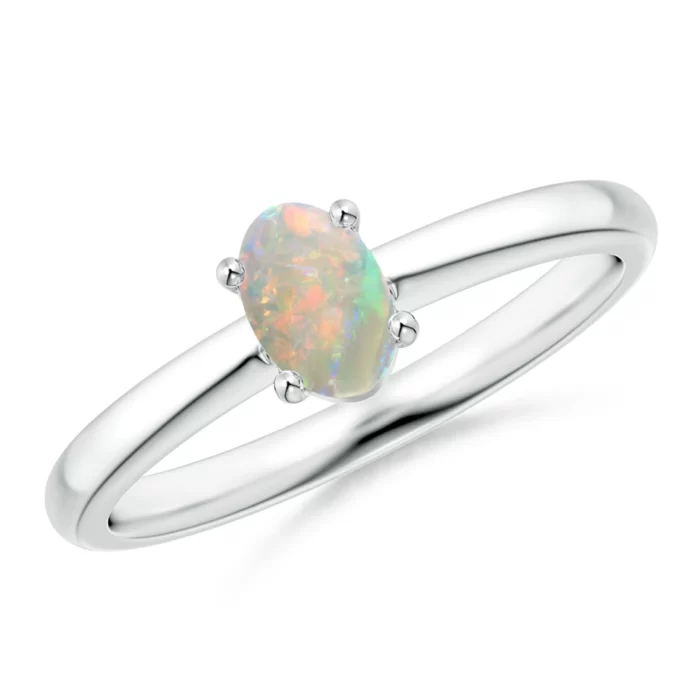 6x4mm aaaa opal white gold ring
