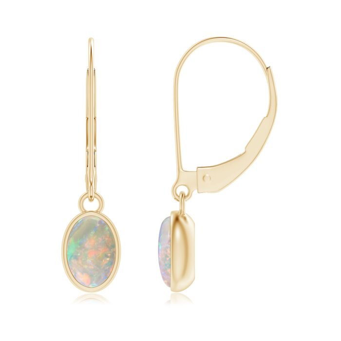 6x4mm aaaa opal yellow gold earrings