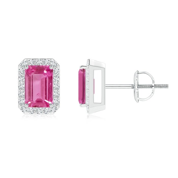 6x4mm aaaa pink sapphire p950 platinum earrings