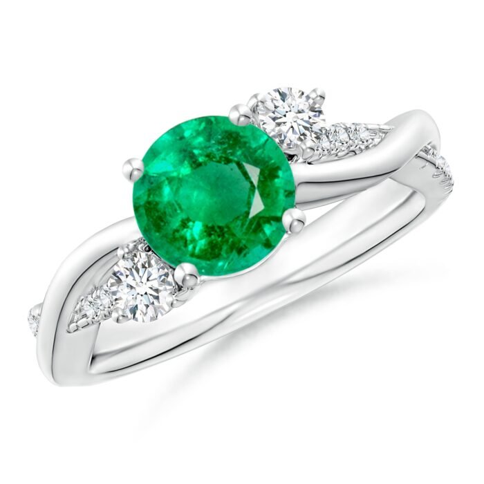 7mm aaa emerald white gold ring
