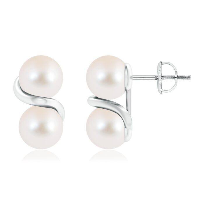 7mm aaa freshwater cultured pearl white gold earrings