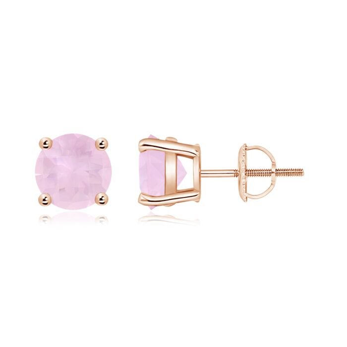 7mm aaa rose quartz rose gold earrings
