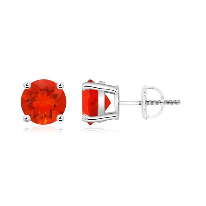 7mm aaaa fire opal p950 platinum earrings