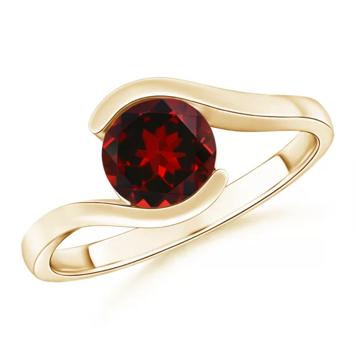 7mm aaaa garnet yellow gold ring